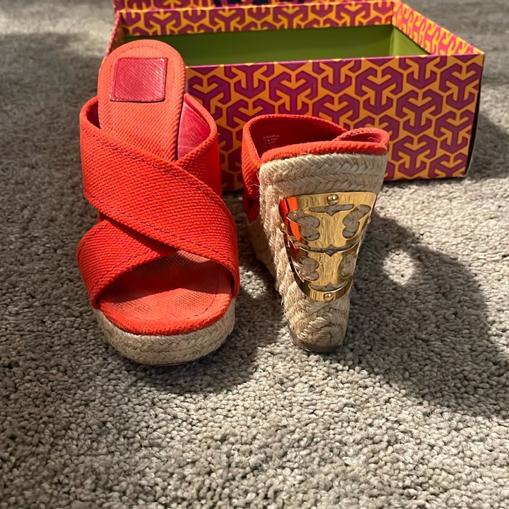 Stylish Red Wedge Sandals